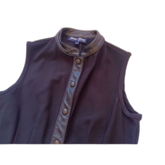 Bisou Bisou 90s Y2K Mod Faux Leather Top Sleeveless Snap Button High Neck Small - Picture 2 of 10